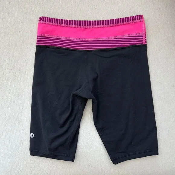 lululemon athletica biker Black Shorts with Pink Waistband. Reversible - Picture 2 of 6